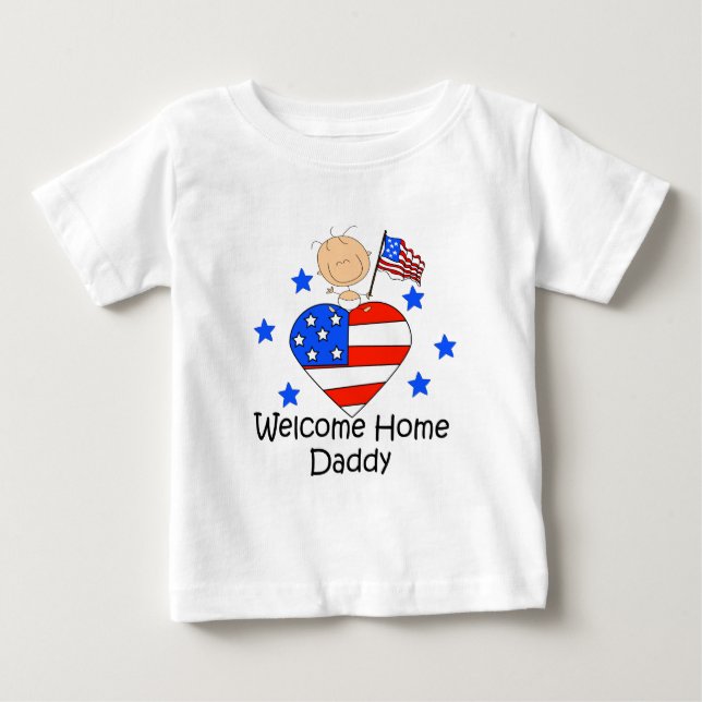 För pappastick figur för välkomnande hem- baby tee (Framsida)