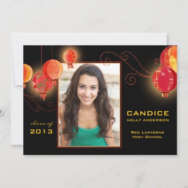 För pappert akademikert meddelande 2013 lyktafoto inbjudningar (Framsida)
