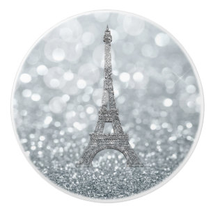 För Paris Eiffel för silverglittergnistra Glam Knopp
