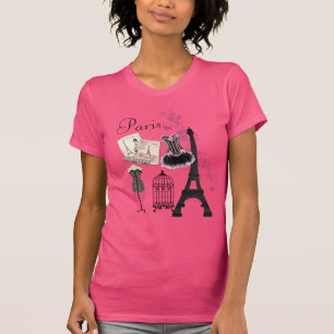 För Paris för chic flickaktigt rosa mode för T-shirt