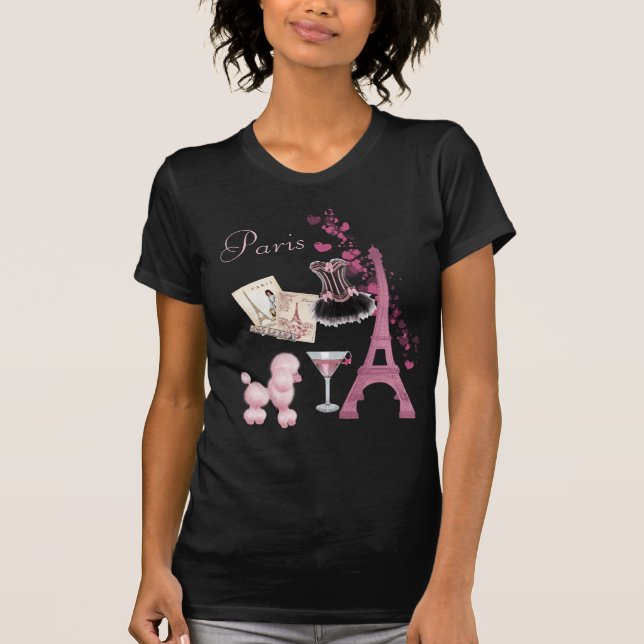 För Paris för chic flickaktigt rosa romantik T Shirt (Framsida)