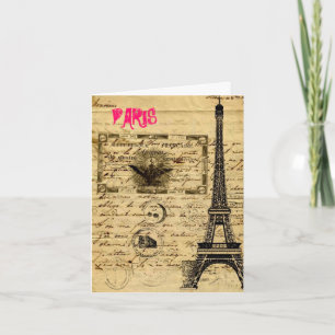 För Paris för Eiffel tornvintage kort tack