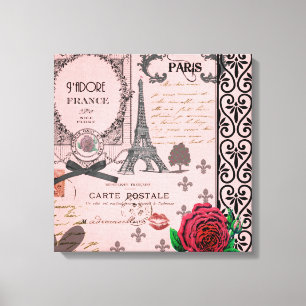 För Paris för vintage rosa tryck för konst för