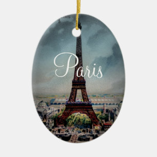 För Paris för vintageEiffel torn vykort frankrik Julgransprydnad Keramik