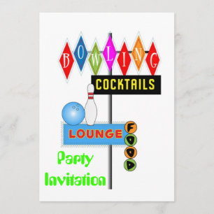 för partyinbjudan för 80-tal themed bowling för inbjudningar