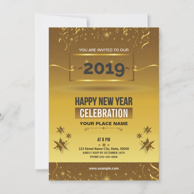 För partyinbjudan för nytt år reklamblad inbjudningar (Framsida)