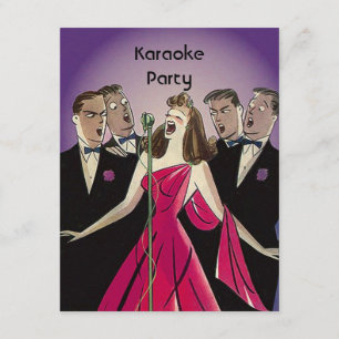 För partysocial för rolig Retro Karaoke sjungande Inbjudningar