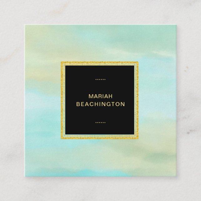 För pastellfärgade Mint för Aqua STRANDFÄRGER för Fyrkantigt Visitkort (Framsida)