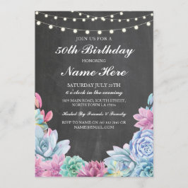 För pastellsuckulenter för födelsedagsfest 40th inbjudningar