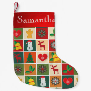 För Patchworkjulstrumpa för vintage lantlig Liten Julstrumpa