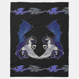 För Pegacorn för vit för Unicorndrakeblått pon Fleecefilt