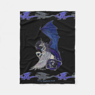 För Pegacorn för vit för Unicorndrakeblått ponny Fleecefilt