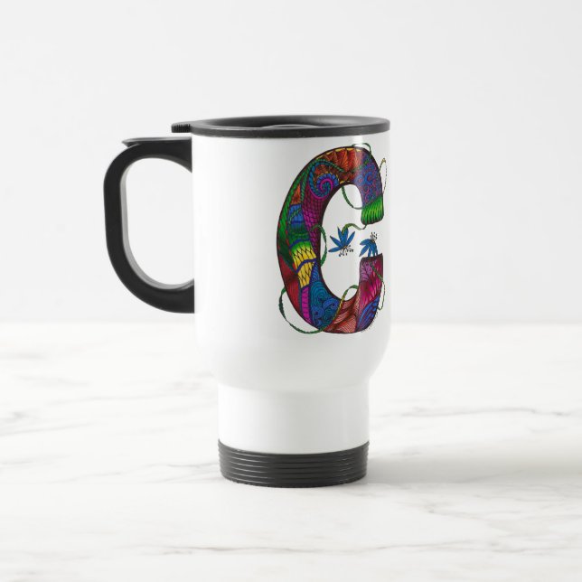För pendlarekaffe för brev C monogrammed mugg (Vänster)