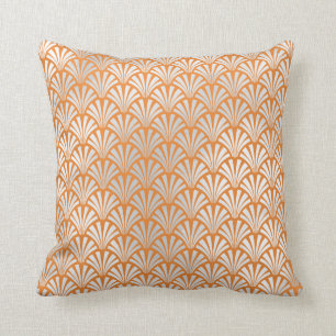 För persikasilver för art déco orange snäckska kudde