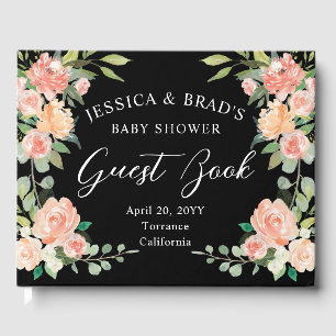 För persikavattenfärg för vår rodna baby shower gästböcker