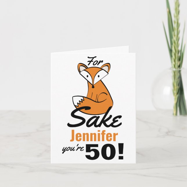 För Personligen Fox Sake 50:e födelsedagen Kort (Framsida)
