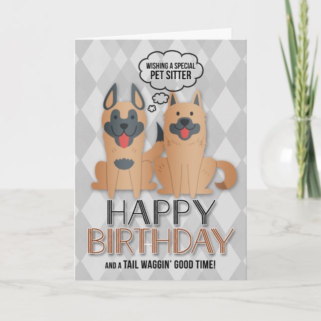 för Pet Sitters Birthday Cute Tecknad hund Kort (Framsida)