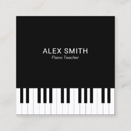 För pianolärare för elegant svart visitkort