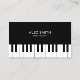 För pianolärare för elegant svart visitkort