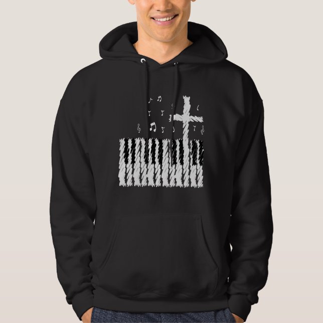 För pianosten för kristet musikband kristen hoodie (Framsida)