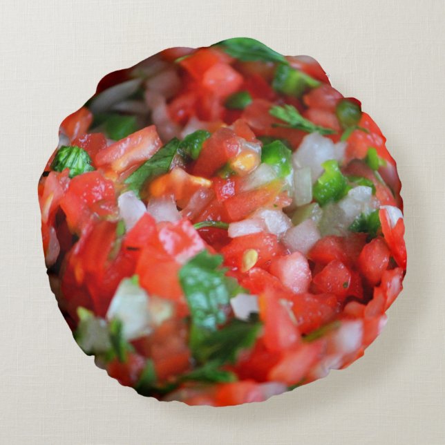 ~ för Pico de Gallo ~-salsa Rund Kudde (Baksidan)