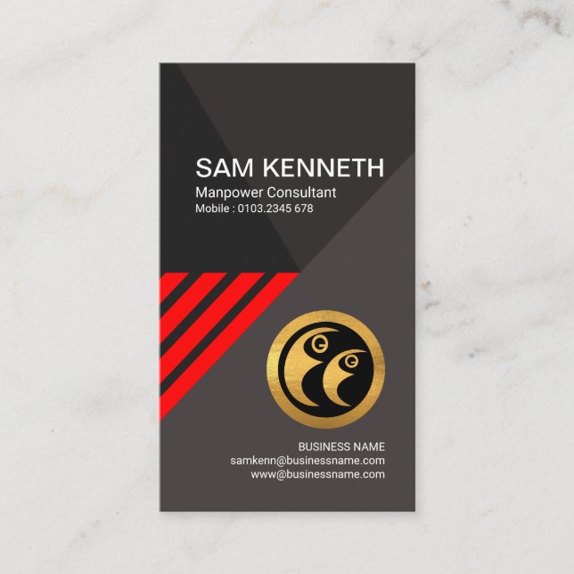 För pilarbetskraft för futuristiska röd konsulent visitkort (Framsida)