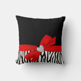 För pilbågediamant för sebra röd hjärta kudde