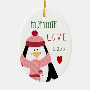 För pingvinjul för kärlek MOMMIE gåva Julgransprydnad Keramik