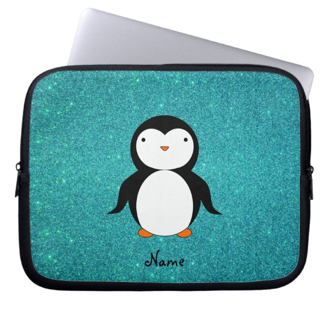 För pingvinturkos för personlig känt glitter laptop fodral (Framsidan)