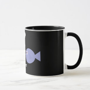För Pisces för gullig tecknad mugg svart ringer