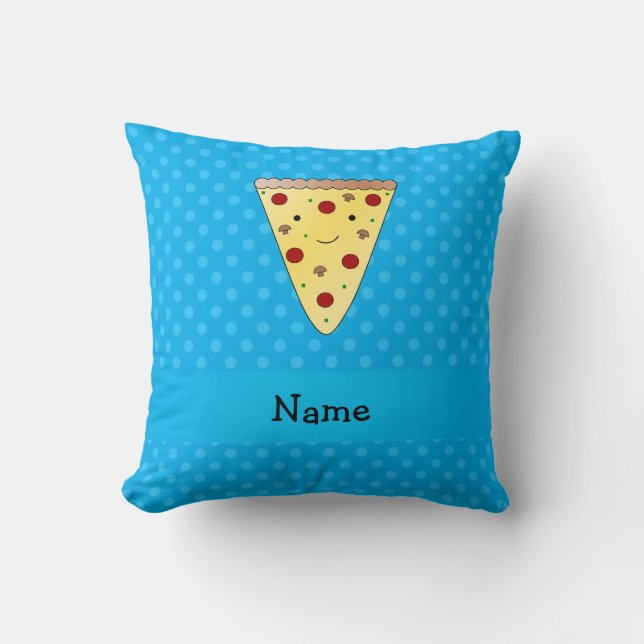 För pizzablått för personlig känd polka dots kudde (Framsida)