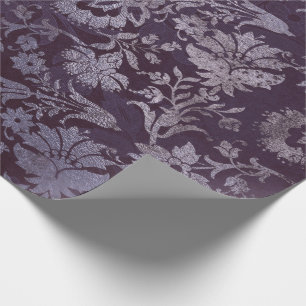 För plommonblommigt för kunglig damastast Grunge Presentpapper