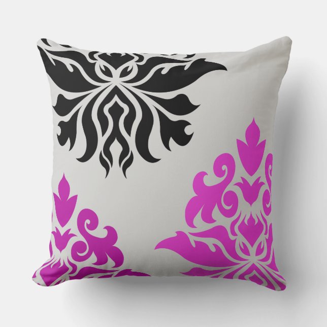 För plommongrå färg för damastast utsmyckad kudde (Framsida)