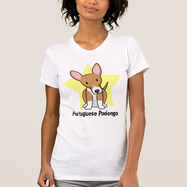 För Podengo för Kawaii stjärna portugisisk T-tröja Tee Shirt (Framsida)