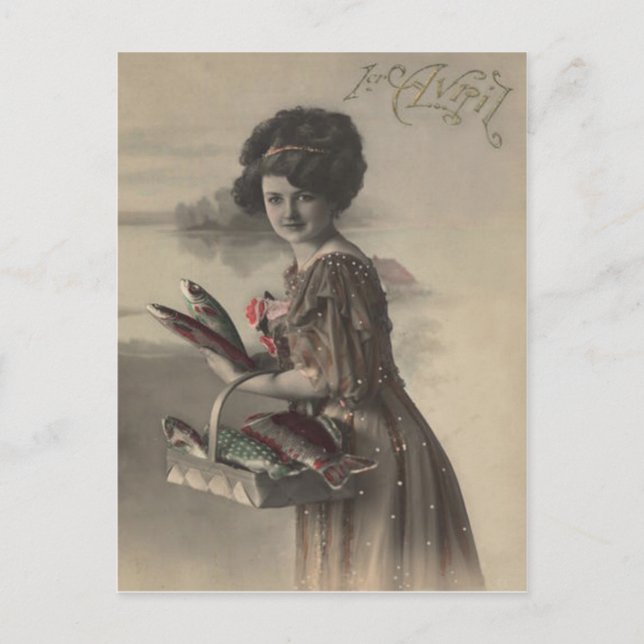 För Poisson för Victoriankvinnafisk April d'avril Vykort (Framsida)