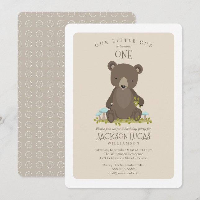 För pojke ungebarns lite födelsedagsfest inbjudningar (Fram/baksida)