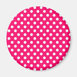 För polka dotsmönster för shock rosa Retro magn Magnet
