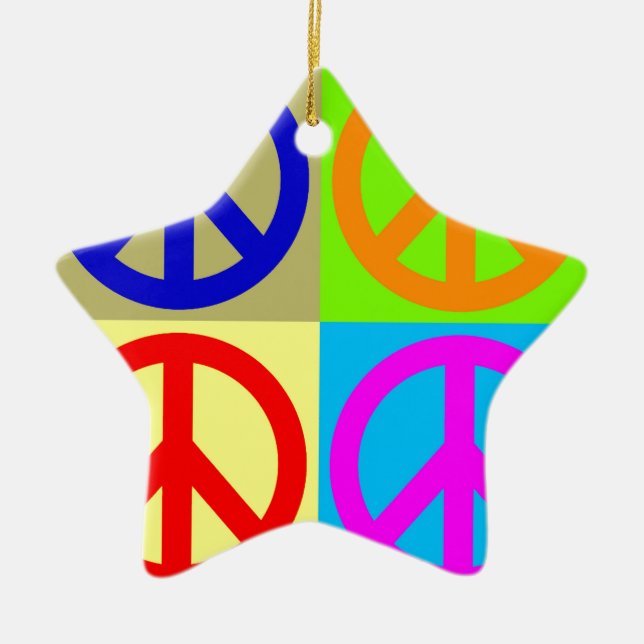 För popkonst för fyra färg fredstecken julgransprydnad keramik (Framsidan)