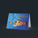 För Poppi Funny Birthday Anglerfish Baitday Kort<br><div class="desc">Pappert födelsedagshälsningskort för Poppi,  farfar. Lustigt illustration av att en anglofisk får redo att äta födelsedagskalas. Lustigt födelsedagskort med Lycklig Baitday! Bild och versell copyright © Shoaff Ballanger Studios.</div>