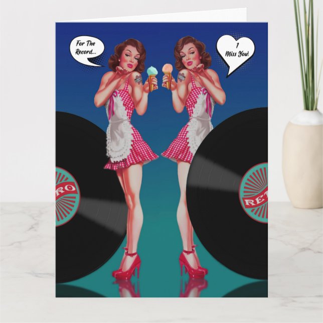 För posten jag saknar dig Retro Kort (Framsida)