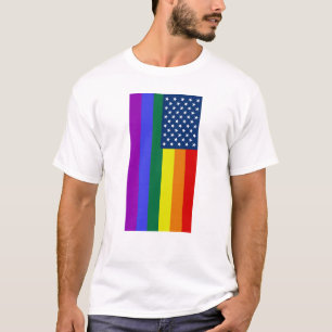 För prideregnbåge för amerikanska flaggan LGBT T Shirt