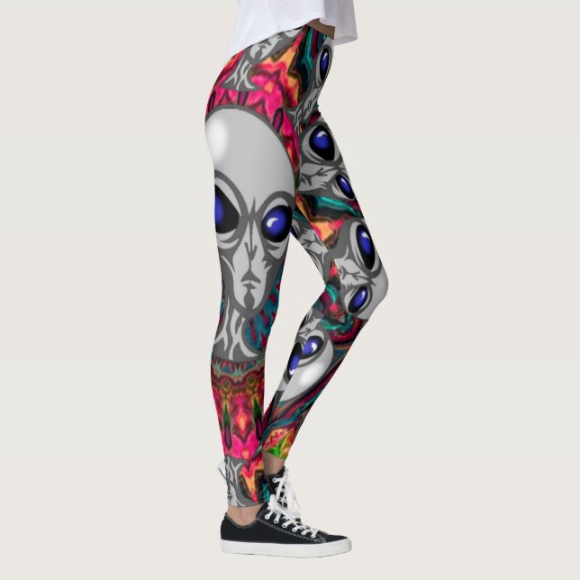 För Psychedelic ljus hänförd Mandala främlingsvart Leggings (Höger)