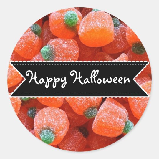 För pumpagodis för happy halloween orange runt klistermärke