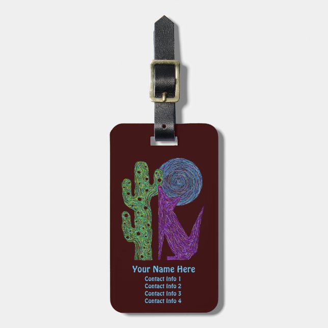 För purpurfärgad färgrik Southwestern design Bagagebricka (Vertikal Framsida)