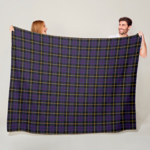 För purpurfärgad tartan för stipe plädsvart för fleecefilt