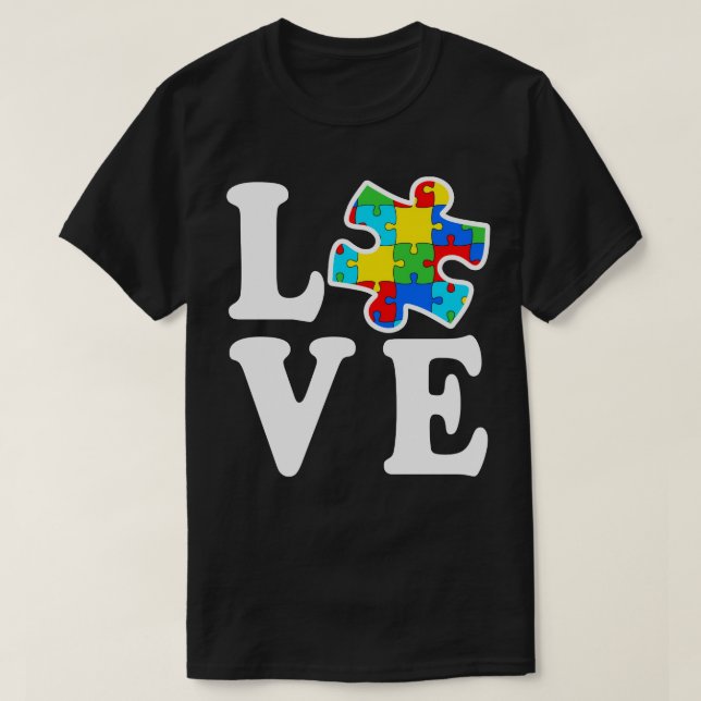 För pusselAutism för kärlek Autistic medvetenhet T Shirt (Design framsida)