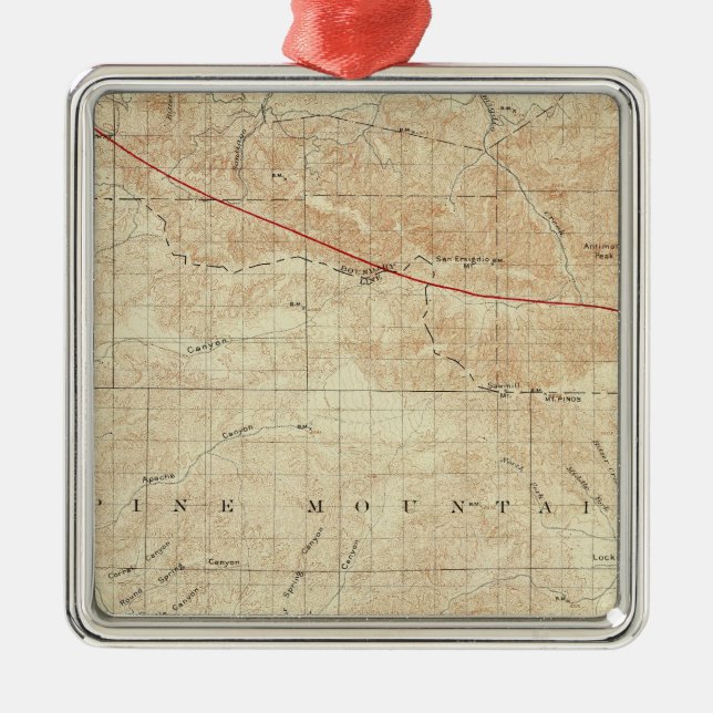 För quadranglevisning för Mt Pinos San Andreas Julgransprydnad Metall (Framsidan)