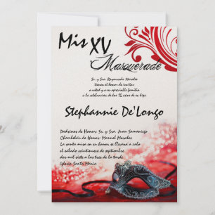 för Quinceanera för maskerad 5x7 inbjudan