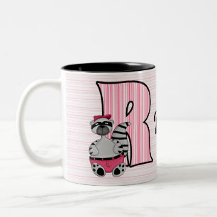 För RaccoonMonogram "R" för barn rosa mugg