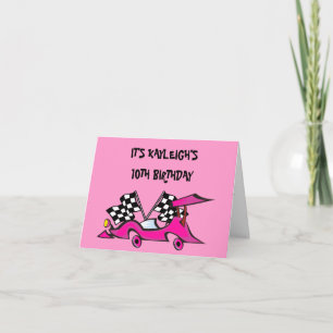 För Racecar för flickor rosa inbjudningar